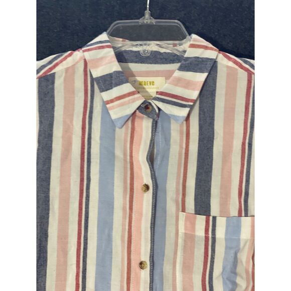 Anthropologie Maeve Womens Medium Chatham Striped Button Down Long Sleeve Pocket - Picture 5 of 13